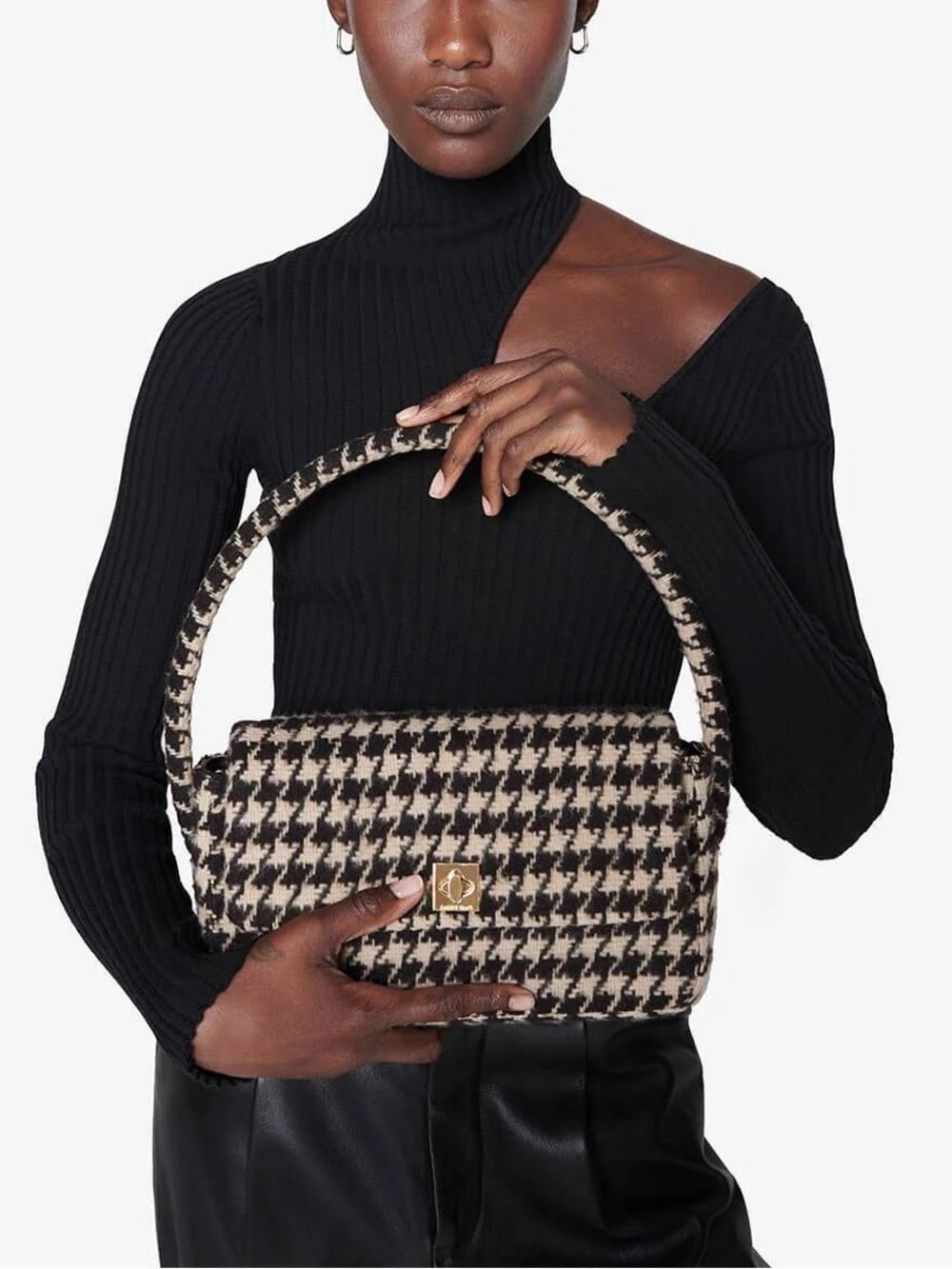 Anine Bing Nico Bag in Houndstooth with Dust Bag
